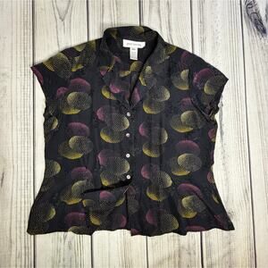 Vintage Women's Sz 14 Silk Shirt Floral Jones New York VTG Top Tee
